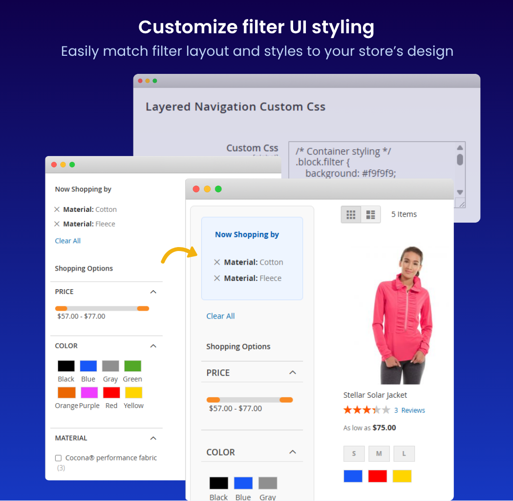 customize filter UI styling
