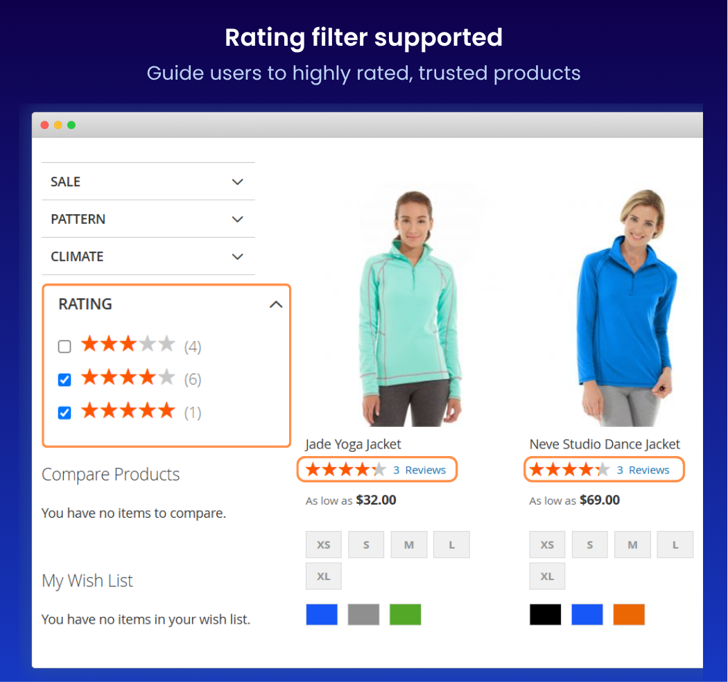 rating filter supported